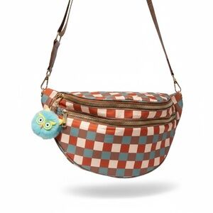 The New It Bag Checkered Crossbody Bum Bag with Owl Charm